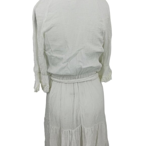 Vtg Alicia Gauzy White Crochet Lace Vintage Dress Size 5/6 Boho Bohemian Cotton - Picture 10 of 15